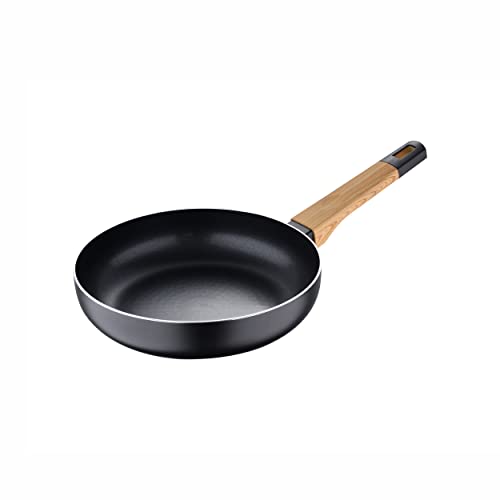 BERGNER Earth Black | Sartén antiadherente de 24 x 5,8 cm | Fabricada en aluminio fundido | Mango ergonómico de madera | Utensilios de cocina | Para todos los pisos de cocina