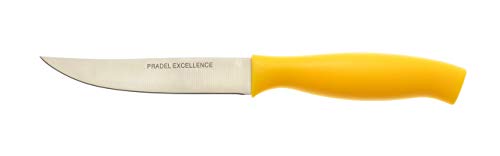 Pradel Excellence 7030B-6J - Juego de 6 cuchillos de carne, mango amarillo en blíster