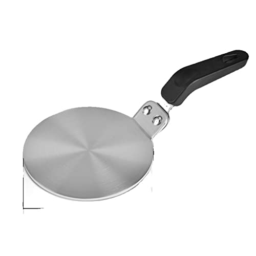 NISPOTDOR - Placa difusora de inducción de calor de acero inoxidable, adaptador de inducción de cocina, placa a fuego lento con mango ergonómico para utensilios de cocina de café con leche, 5 pulgadas