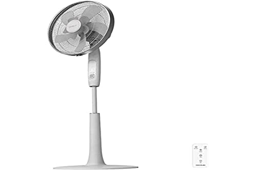 Cecotec Ventilador de Pie con Mando a Distancia y Temporizador EnergySilence 1010 ExtremeConnected. 60 W, 10 aspas, 6 Velocidades, Motor de Cobre, Altura ajustable 115-135 cm, Blanco