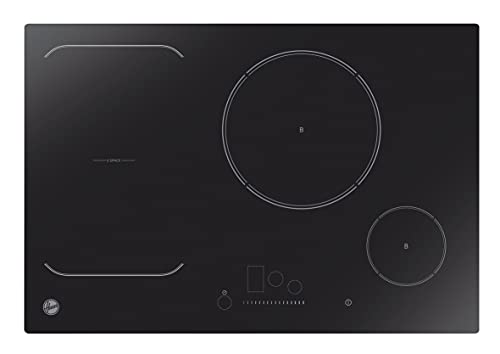 Hoover H-HOB 700 HIE844SB1, Placa inducción 3 fuegos + 2 zonas Flex, 15 potencias, Calentamiento rápido, Temporizador, 7400W, Biselada, 77cm, Negro