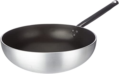 Pentole Agnelli ALSA2111WPS32 - Sartén wok profesional (aluminio, 5 mm, 32 cm), color plateado y negro