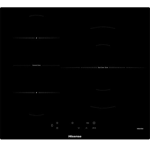 Hisense I6337C - Placa Inducción 3 zonas, 1 con foco gigante 32 cm, 2 conectadas entre si área Bridge, encimera de 60 cm, bloqueo infantil y terminación biselada