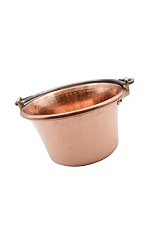Caldero para Polenta hecho a mano de cobre con mango de hierro forjado, diámetro de 23 cm, de cobre martillado artesanía y cobre macizo