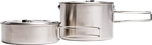 Solo Stove Juego de 2 Ollas: 1.5 l + 3 l | Incl. Bolsa de nailon, utensilios de cocina ligeros de acero inoxidable, marcas de volumen para oz y ml, tapa y asas plegables, para agua y comida