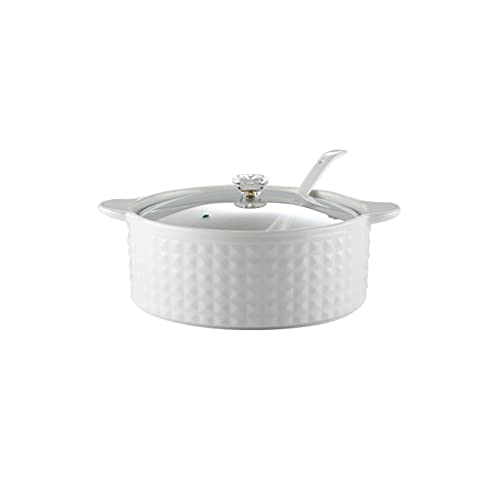 JLWM Cuenco para Sopa con 2 Asas Y Tapa, 2000ML Cuencos para Sopa con Asas Cuchara Tazón De Porcelana Cerámico Horno Microonda Cocina Estilo Japonés Grande para Caldo-Blanco