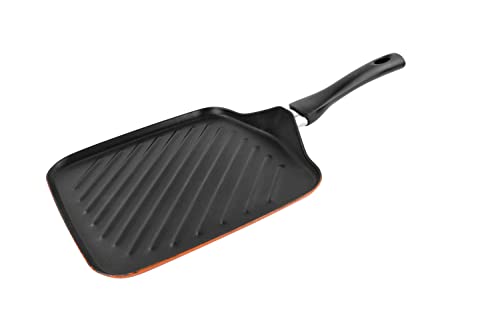 MAGEFESA Asador Cuadrado 27x27cm - Valencia New. Antiadherente bicapa Reforzado. Fondo 100% Full Induction. Exterior Naranja. 50% Ahorro energético.