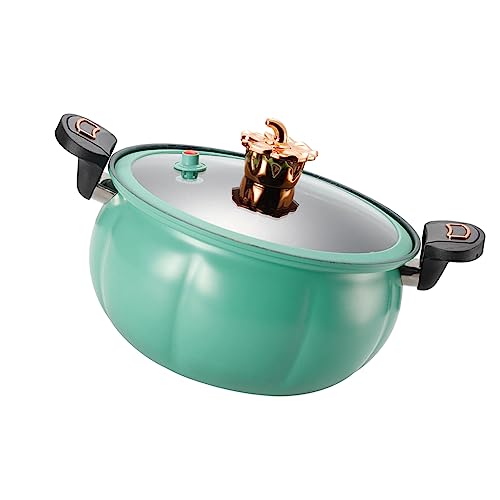 Azusumi Olla a presión micro calabaza antiadherente multifuncional olla de sopa estufa de gas universal herramienta de cocina con tapa de vidrio (verde)