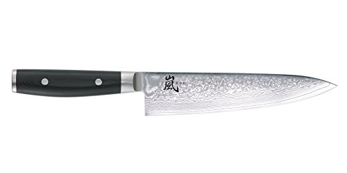 Ran69 Yaxell - Cuchilo de Damasco (fabricado en Japón, hoja de 16,5 cm, cuchillo santoku, 69 capas VG10, mango de micarta)