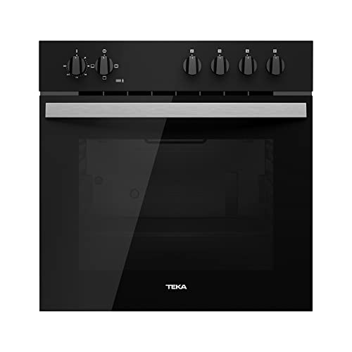 Teka HBE 490 ME - Horno Polivalente Convencional de 60 cm, de Integración, 3 Funciones de Cocinado, Puerta 2 Cristales, Bandeja Profunda, Color Cristal Negro
