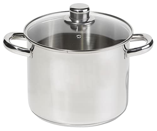 aro Olla profesional multiuso con tapa de vidrio, para todo tipo de cocinas, Ø 28 cm, olla grande (13,5 L), olla de acero inoxidable para restaurante, hotel, catering.