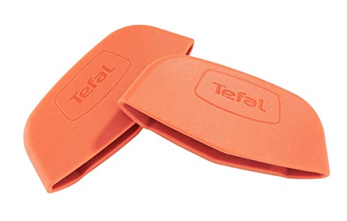 Tefal Asas silicona Aroma - Dos asas de silicona, silicona resistente y duradera, termoresistente para cazuelas ollas, asas seguras, color naranja