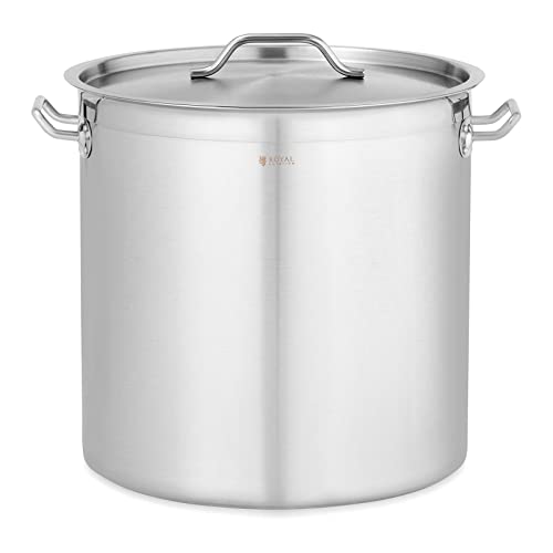 Royal Catering Olla de Inducción Utensilio Profesional RC-SSIP50 (Para inducción, gas, eléctrica, etc., Cazo y tapa de acero inoxidable, Volumen: 50 L)