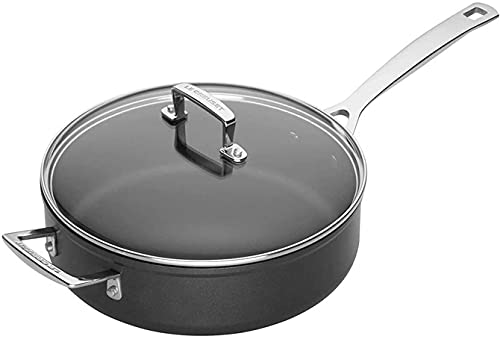 Le Creuset Sauté de aluminio antiadherente con tapa, diámetro 26 cm, para todas las fuentes de calor, incluso la inducción, Antracita/Plateado, 51110260010302