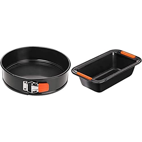 LE CREUSET 941011250 Molde Antiadherente Desmontable,Molde Redondo, Ø 24 Cm + 941003290 Molde Antiadherente Para Plum Cake, Rectangular, 23