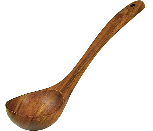 Cucharón de Cocina – Cuchara de Madera para Servir y Cocinar. Menaje de Cocina Sostenible - Utensilios de Cocina de Madera: Eco & Sin Tóxicos. Cuchara Larga de 31 cm para Sopas y Potajes con Gancho