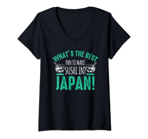 Mujer La mejor sartén para hacer SUSHI? JAPÓN. Regalos Camiseta Cuello V