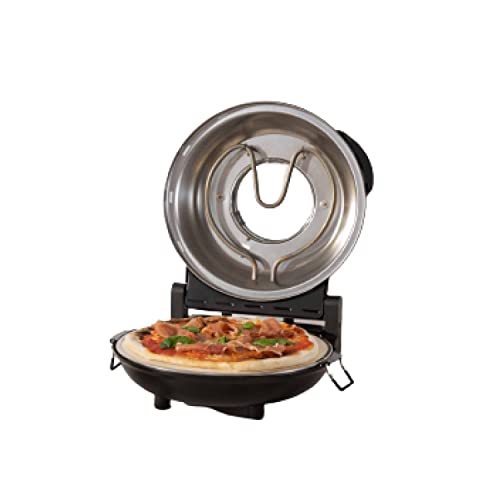CREATE/ PIZZA MAKER / Horno Eléctrico Pizzas Negro/ Base de Piedra Especial para cocinar Pizza, 31 CM Diámetro, 1200 W, Temperatura hasta 350°, Niveles Potencia 5, con Temporizador, Autoapagado