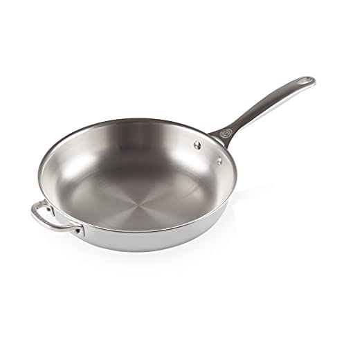 Le Creuset Sartén alta con asa auxiliar, Acero inoxidable 3-ply, Sin revestimiento, diámetro 28 cm