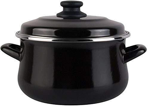 Magefesa Enameled 20cm Stock Pot Black Steel Pot With Lid Non Stick 3 Litre