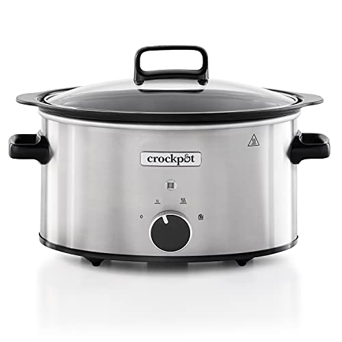 Crockpot Olla de cocción lenta | 3,5 L (3-4 personas) | Recipiente adecuado para fuego fuerte para dorar carne y verduras | Acero inoxidable [CSC085X]