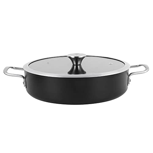 Magefesa Ares tartera 28 cm con revestimiento antiadherente bicapa reforzado con esmalte exterior color negro mate y herrajes de inox satinados con tapa plana de vidrio