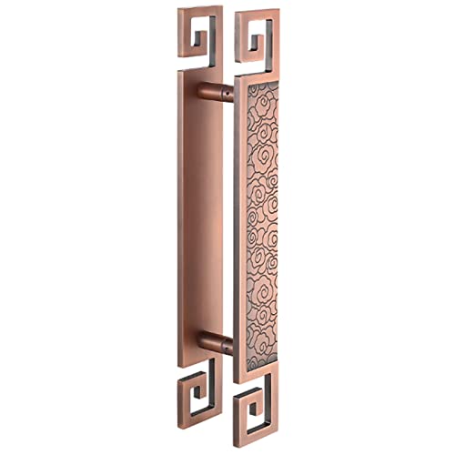 Tiradores Antiguos, pomos, Accesorios for Muebles, Tirador de Puerta, Tirador de Puerta de Granero Tradicional Oriental, Tirador de Puerta de Madera Antiguo Rectangular (Color : Red Copper, Size : 6