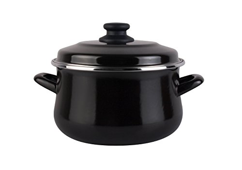 Magefesa Black - Olla 24cm de acero vitrificado exterior negro Antiadherente bicapa reforzado, aptas para todo tipo de cocinas, especial inducción 50% de ahorro energético