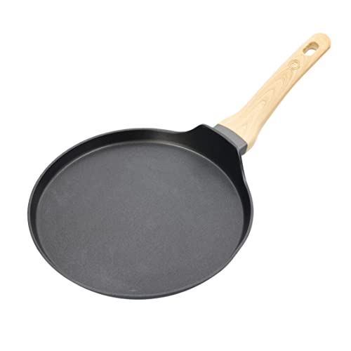 MasterChef Sarten para Crepes y Tortitas, Crepera Induccion y Antiadherentes para Crepe, Roti, Dosa y mas, para Todo Tipo de Cocinas, Mango de Efecto Madera, Revestimiento Antirayaduras, 25cm