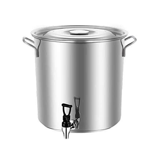 XJZHJXB Olla con Tapa Olla de Sopa con Grifo Acero Inoxidable Cubo de Vino 10-90L La Leche Puede Cacerola (Color : Silver, Size : 25 * 25cm(10L))