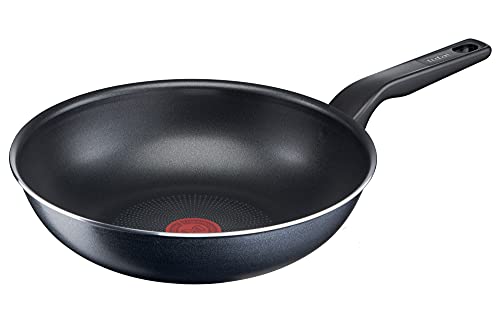 Tefal C38519 XL Force - Sartén wok de 28 cm, revestimiento antiadherente, resistente, señal térmica, base difusora, forma extra ancha, mango estable, color negro