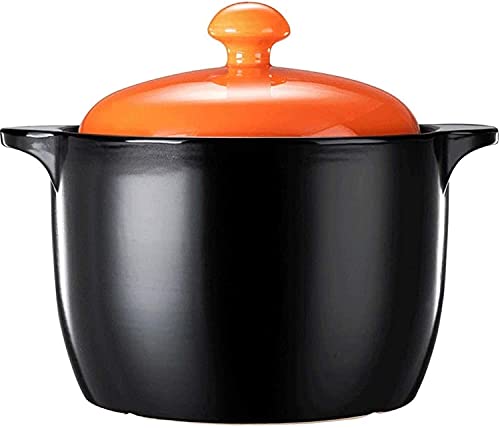 Ollas De Barro Olla De Barro con Tapa Y Asas Cazuela Redonda de Hierro Fundido con Revestimiento Enemigo Antiadherente (Color: Naranja, tamaño: 6L) (Size : 6L)