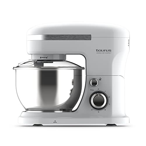 Taurus Mixing Chef Compact Batidora amasadora, 1000 W, Acero Inoxidable, Azul