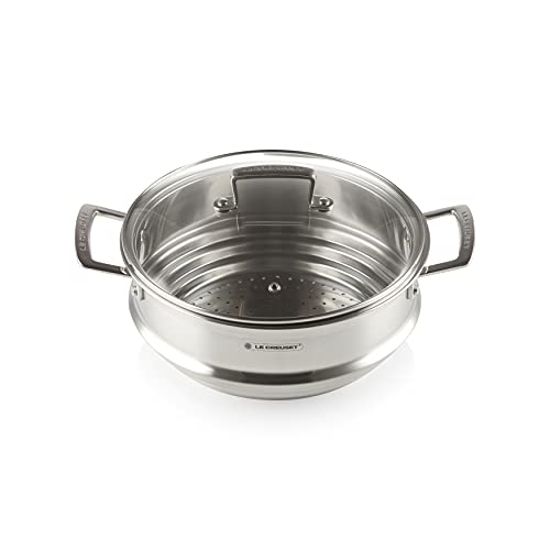 Le Creuset Vaporera con tapa de cristal, diámetro 24 cm, Acero inoxidable, 96101924001000