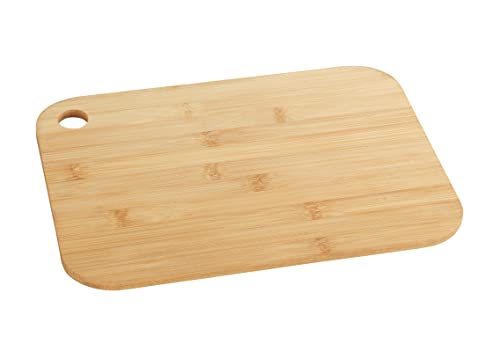WENKO Tabla de cortar bambú- Tabla de cocina, tabla de cortar con orificio de agarre, cuidando el filo de los cuchillos, Bambú, 23 x 0.8 x 15 cm, Marrón