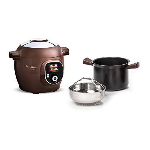 Moulinex Cookeo+ - Multicocina inteligente, 6 L, menú interactivo, cocinar, oro, guisar, calentar, mantener el calor, recetas preprogramadas, aplicación especial, color marrón CE851910