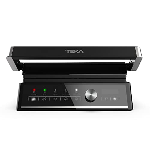 Teka EliteGrill - Grill Eléctrico Multifunción, Panel de Mandos Touch Control Digital, 5 Programas Automáticos, Apertura 180º , Bandeja Recoge Grasas, Planchas Desmontables de Fácil Limpieza