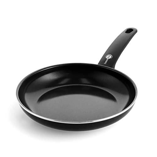 GreenPan Cambridge Sartén de cerámica antiadherente saludable de 24 cm, sin PFAS, inducción, apta para lavavajillas, apta para horno, negra