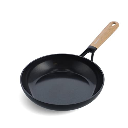 GreenPan Eco-Smartshape Sartén de cerámica antiadherente de 24 cm, madera clara, sin PFAS, apta para inducción, apta para lavavajillas, negra