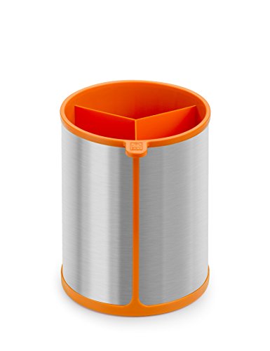 BRA Efficient Bote Giratorio para Utensilios de Cocina, Acero Inoxidable, Naranja, 14.5 x 15 x 18 cm