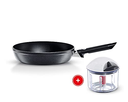 Fissler Levital Comfort Set de promoción, sartén de aluminio, con revestimiento, antiadherente, diámetro de 28 cm, apta para inducción + GRATIS picadora de verduras Finecut