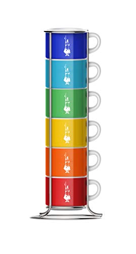 Bialetti Seis vasos apilables, multicolor, porcelana