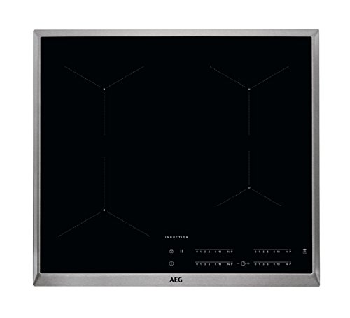 AEG IKB64431XB - Placa de cocina con pantalla táctil, reconocimiento de ollas y función Hob²Hood, placa de inducción, 4 zonas de cocción, marco de acero inoxidable, 60 cm