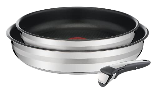 Tefal - Batería de cocina Ingenio de Jamie Oliver, compatible con todos los tipos de cocina, acero inoxidable, acero inoxidable, acero inoxidable, 3 unidades