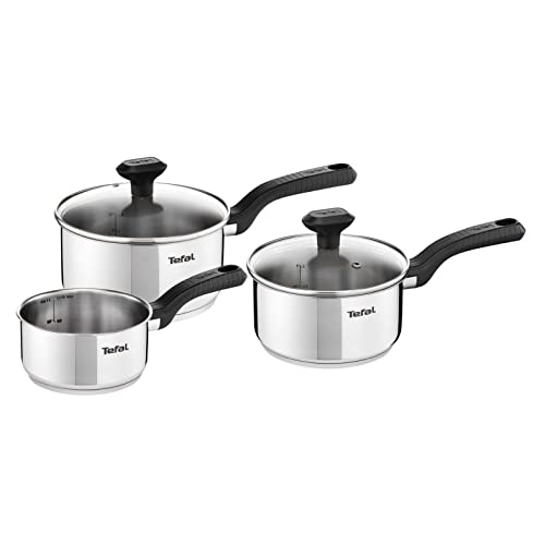 Tefal C973S344 Batería de Cocina, Acero Inoxidable, Plateado, 3 Unidades