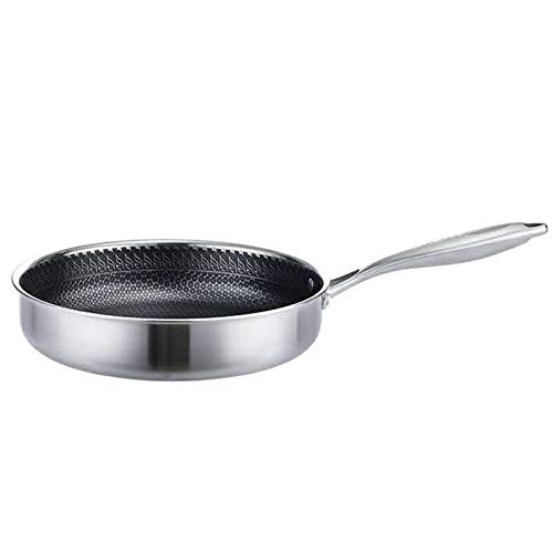 304 de la categoría alimenticia del acero inoxidable multifuncional sartén Wok Pot tres capas sartén plancha de cocina grill utensilios de cocina sin humo (Color : 28cm no cover)