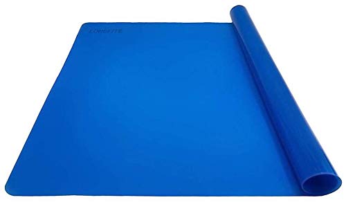 LONGFITE 24''x20'' (60x50cm) Tapetes de Silicona Extra Grande para Repostería, Protector de Encimera de Mesa Multiusos, Manteles Individuales Antiadherentes, Antideslizantes (Azul)