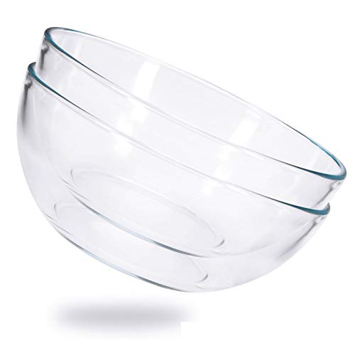 Chas Bete Ensaladera Grande Cristal, Bol de Cristal Templado, Cuencos Cocina Transparente D 20cm Juego de 2