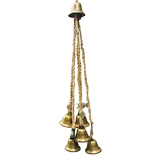 C-LARSS Wind Chimes Wall Hanging Witchcraft Decor Bell Mysterious Braid Hanging Antique Brass