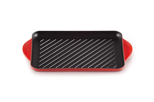 Le Creuset Parrilla rectangular grill de hierro fundido, 32 cm, Cereza, 20202320600460